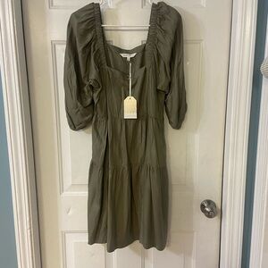 NWT Beyond Words Olive Green Tiered  Dress - Size L